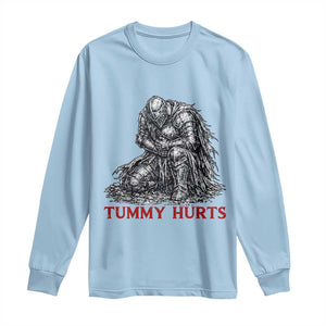 Funny Tummy Hurts Medieval Knight Long Sleeve Shirt Dark Fantasy Warrior Meme Graphic