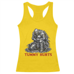 Funny Tummy Hurts Medieval Knight Racerback Tank Top Dark Fantasy Warrior Meme Graphic