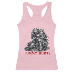 Funny Tummy Hurts Medieval Knight Racerback Tank Top Dark Fantasy Warrior Meme Graphic