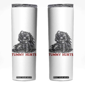 Funny Tummy Hurts Medieval Knight Skinny Tumbler Dark Fantasy Warrior Meme Graphic