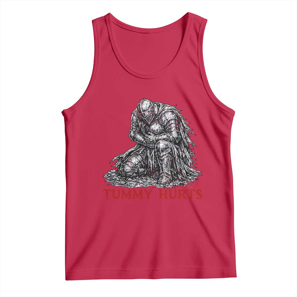 Funny Tummy Hurts Medieval Knight Tank Top Dark Fantasy Warrior Meme Graphic