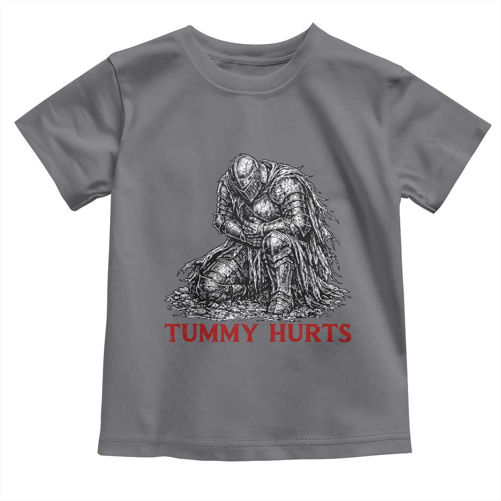 Funny Tummy Hurts Medieval Knight Toddler T Shirt Dark Fantasy Warrior Meme Graphic