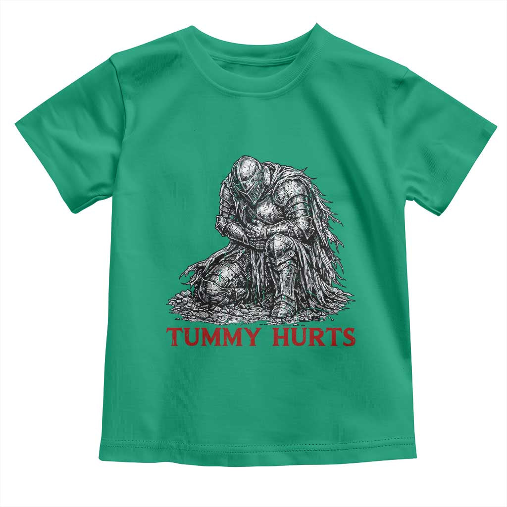 Funny Tummy Hurts Medieval Knight Toddler T Shirt Dark Fantasy Warrior Meme Graphic
