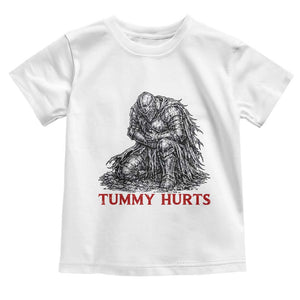 Funny Tummy Hurts Medieval Knight Toddler T Shirt Dark Fantasy Warrior Meme Graphic