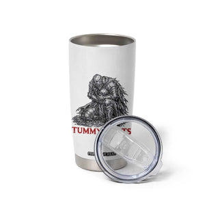 Funny Tummy Hurts Medieval Knight Tumbler Cup Dark Fantasy Warrior Meme Graphic