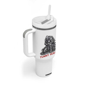 Funny Tummy Hurts Medieval Knight Tumbler With Handle Dark Fantasy Warrior Meme Graphic