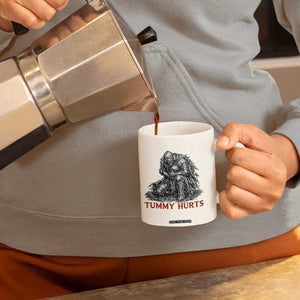 Funny Tummy Hurts Medieval Knight Coffee Mug Dark Fantasy Warrior Meme Graphic