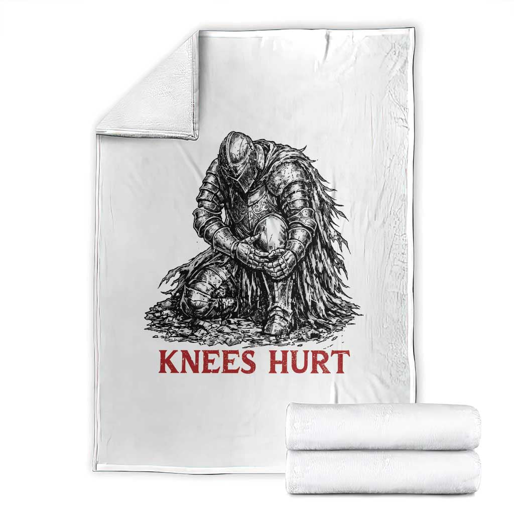 Funny Knees Hurt Medieval Knight Throw Blanket Dark Fantasy Sword Warrior Humor
