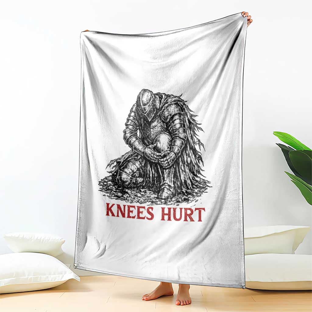 Funny Knees Hurt Medieval Knight Throw Blanket Dark Fantasy Sword Warrior Humor