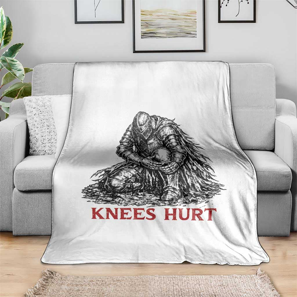 Funny Knees Hurt Medieval Knight Throw Blanket Dark Fantasy Sword Warrior Humor