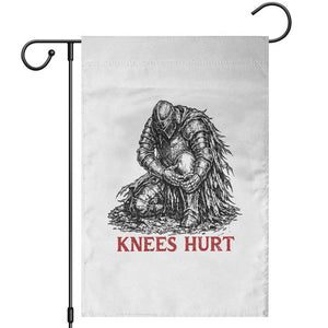 Funny Knees Hurt Medieval Knight Garden Flag Dark Fantasy Sword Warrior Humor