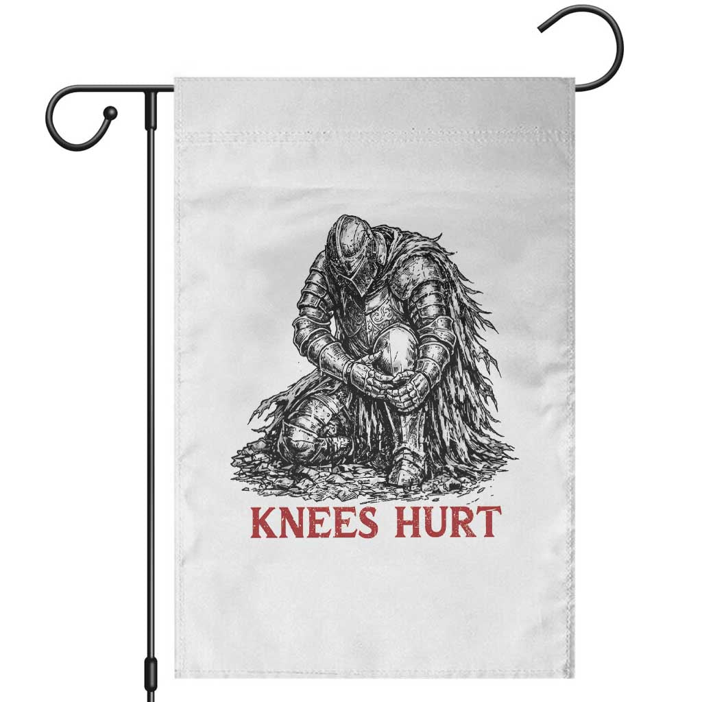 Funny Knees Hurt Medieval Knight Garden Flag Dark Fantasy Sword Warrior Humor TS12 White Print Your Wear