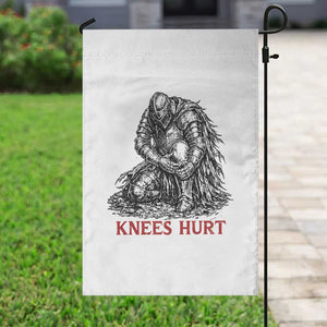 Funny Knees Hurt Medieval Knight Garden Flag Dark Fantasy Sword Warrior Humor