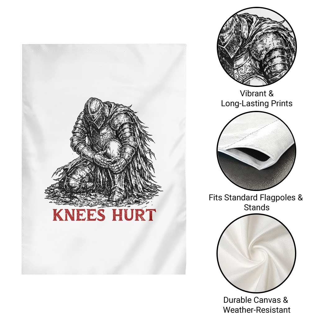 Funny Knees Hurt Medieval Knight Garden Flag Dark Fantasy Sword Warrior Humor