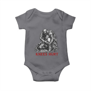 Funny Knees Hurt Medieval Knight Baby Onesie Dark Fantasy Sword Warrior Humor