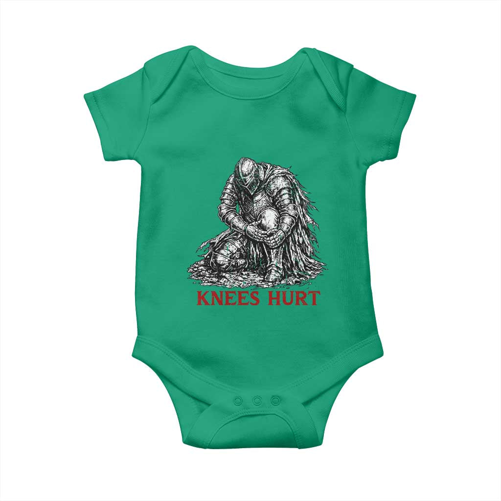Funny Knees Hurt Medieval Knight Baby Onesie Dark Fantasy Sword Warrior Humor