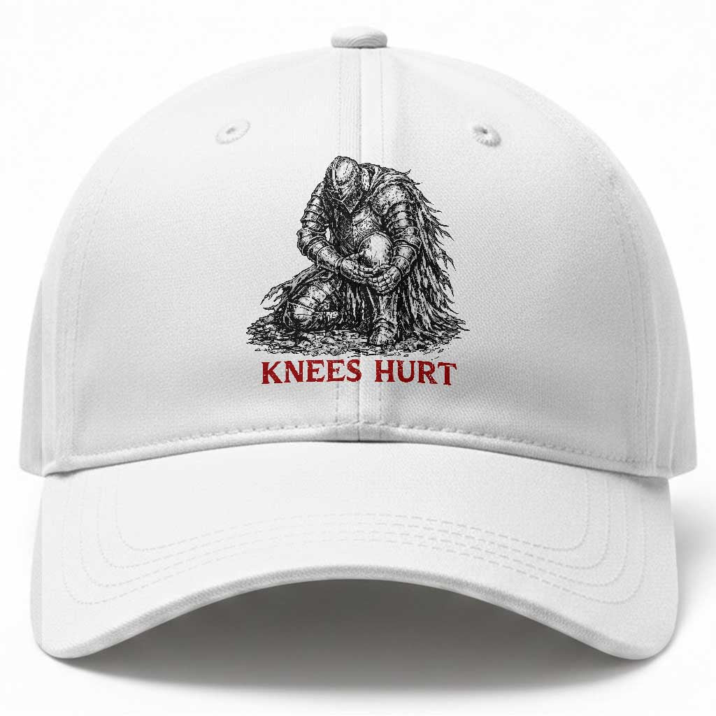 Funny Knees Hurt Medieval Knight Baseball Cap Dark Fantasy Sword Warrior Humor TS12 Print Your Wear