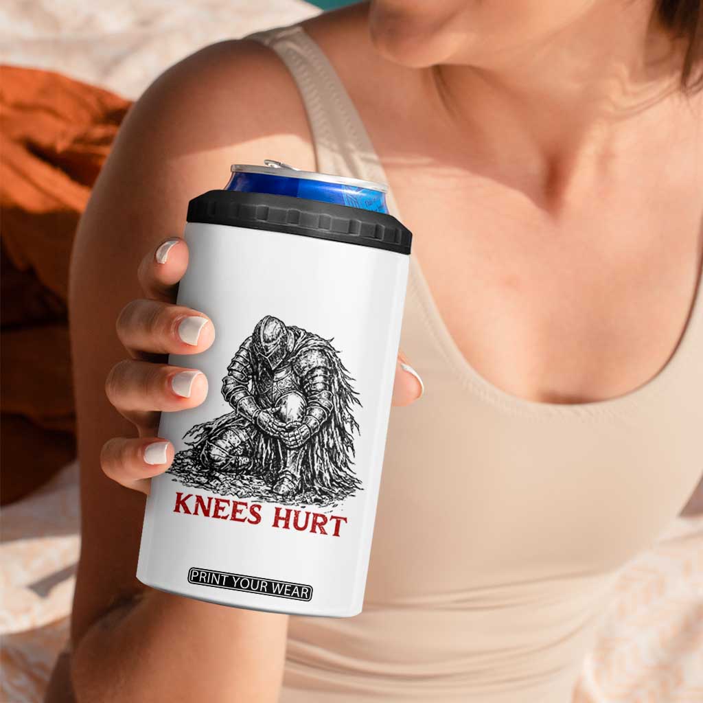Funny Knees Hurt Medieval Knight 4 in 1 Can Cooler Tumbler Dark Fantasy Sword Warrior Humor