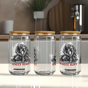 Funny Knees Hurt Medieval Knight Glass Can Dark Fantasy Sword Warrior Humor