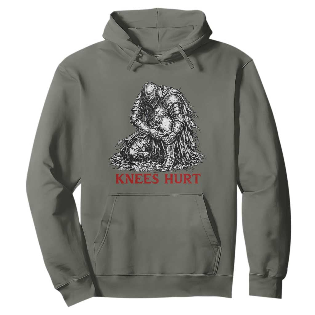 Funny Knees Hurt Medieval Knight Hoodie Dark Fantasy Sword Warrior Humor