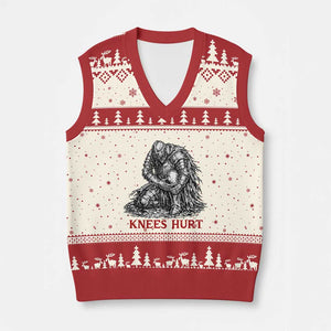 Funny Knees Hurt Medieval Knight V-Neck Knit Sweater Vest Dark Fantasy Sword Warrior Humor