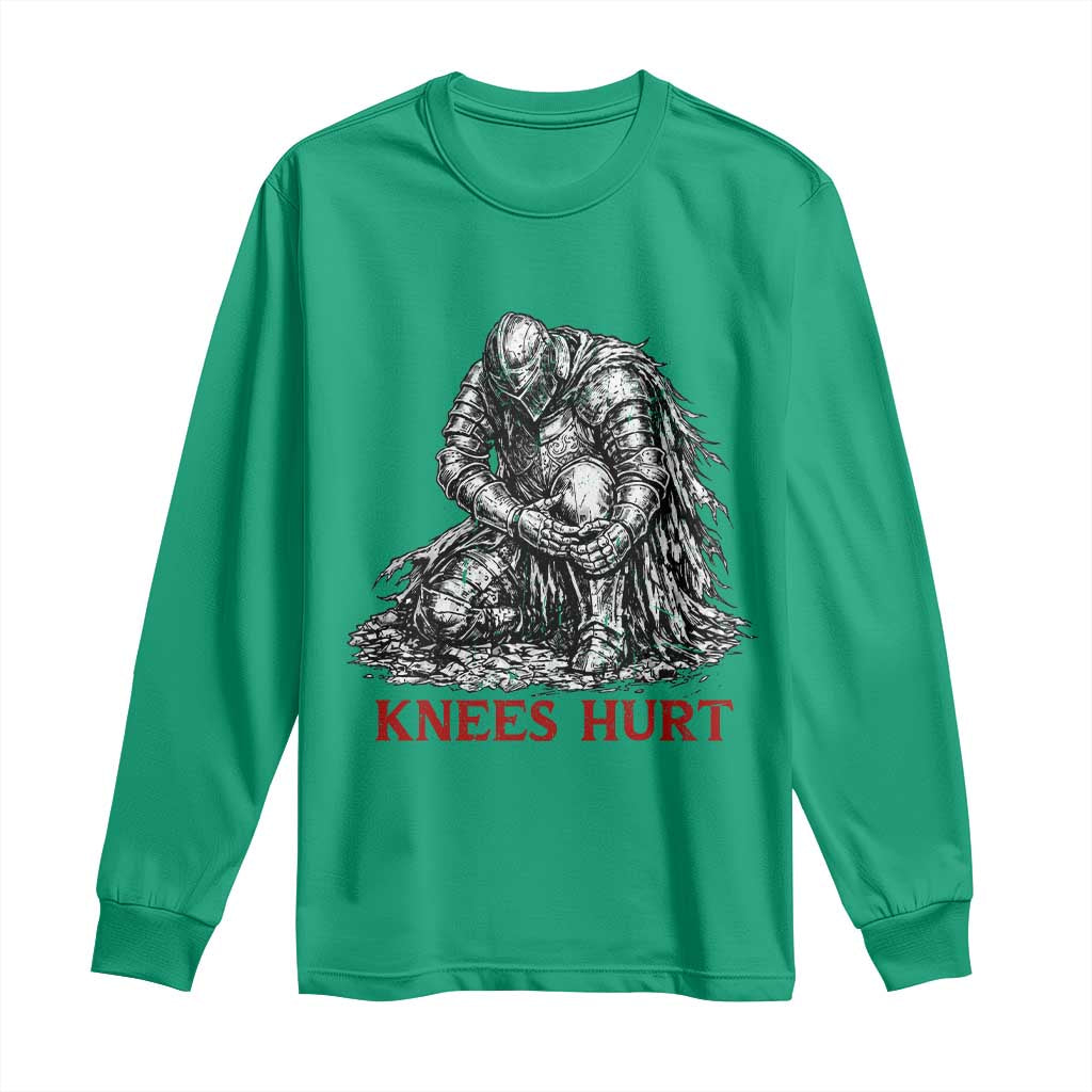 Funny Knees Hurt Medieval Knight Long Sleeve Shirt Dark Fantasy Sword Warrior Humor