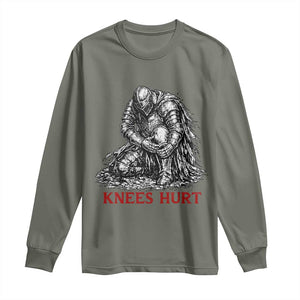 Funny Knees Hurt Medieval Knight Long Sleeve Shirt Dark Fantasy Sword Warrior Humor