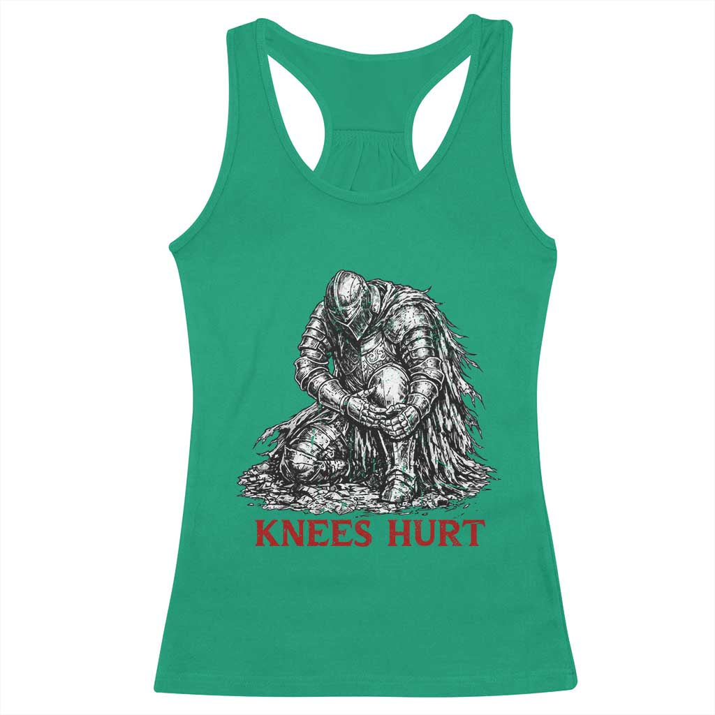 Funny Knees Hurt Medieval Knight Racerback Tank Top Dark Fantasy Sword Warrior Humor