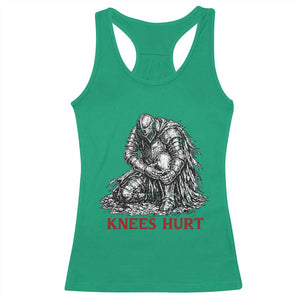 Funny Knees Hurt Medieval Knight Racerback Tank Top Dark Fantasy Sword Warrior Humor