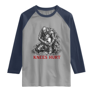 Funny Knees Hurt Medieval Knight Raglan Shirt Dark Fantasy Sword Warrior Humor