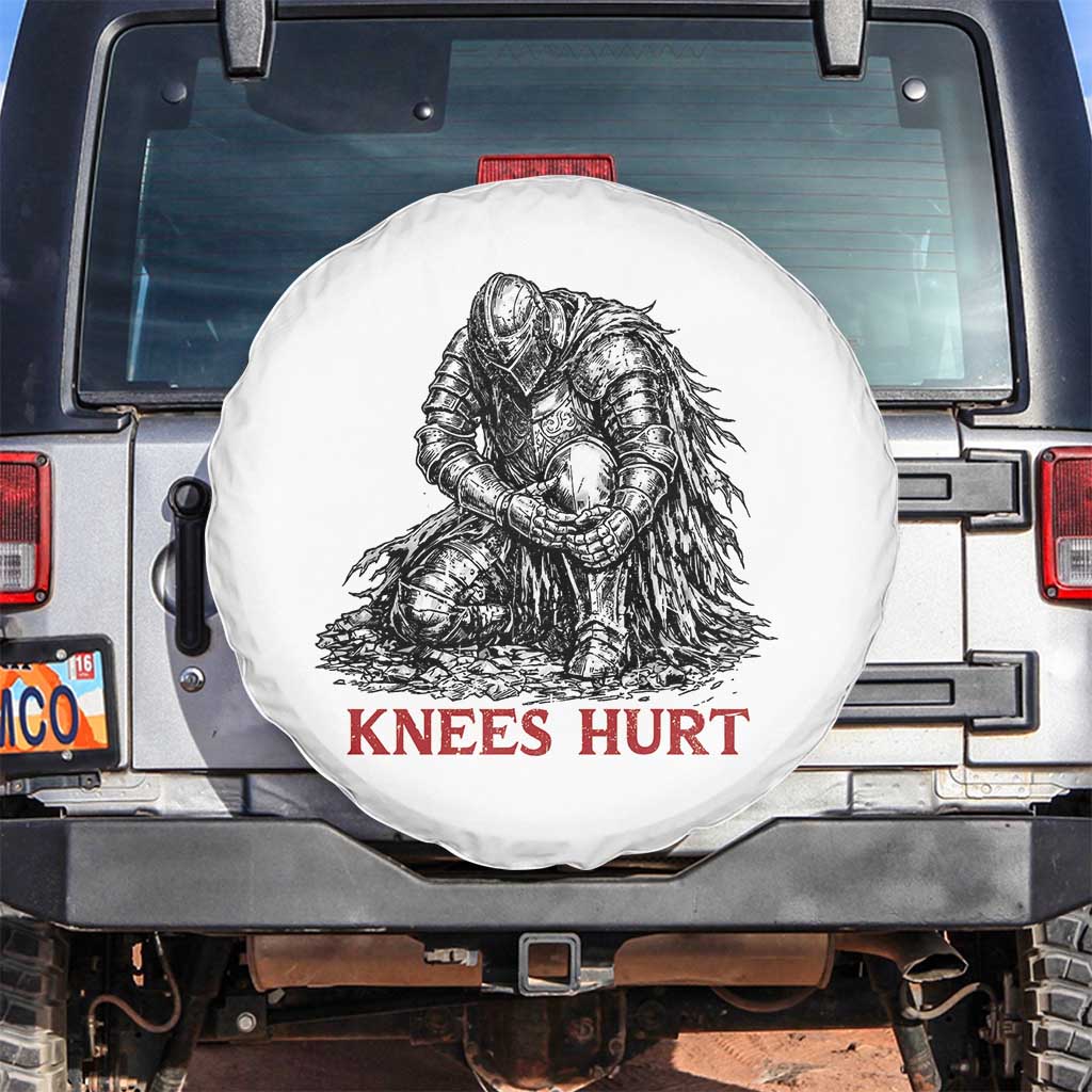 Funny Knees Hurt Medieval Knight Spare Tire Cover Dark Fantasy Sword Warrior Humor TS12 No hole White Print Your Wear