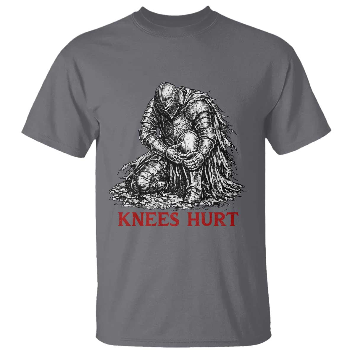 Funny Knees Hurt Medieval Knight T Shirt Dark Fantasy Sword Warrior Humor
