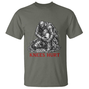 Funny Knees Hurt Medieval Knight T Shirt Dark Fantasy Sword Warrior Humor