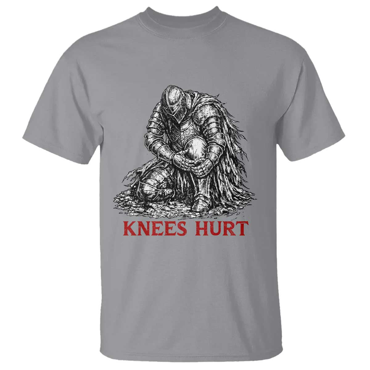 Funny Knees Hurt Medieval Knight T Shirt Dark Fantasy Sword Warrior Humor