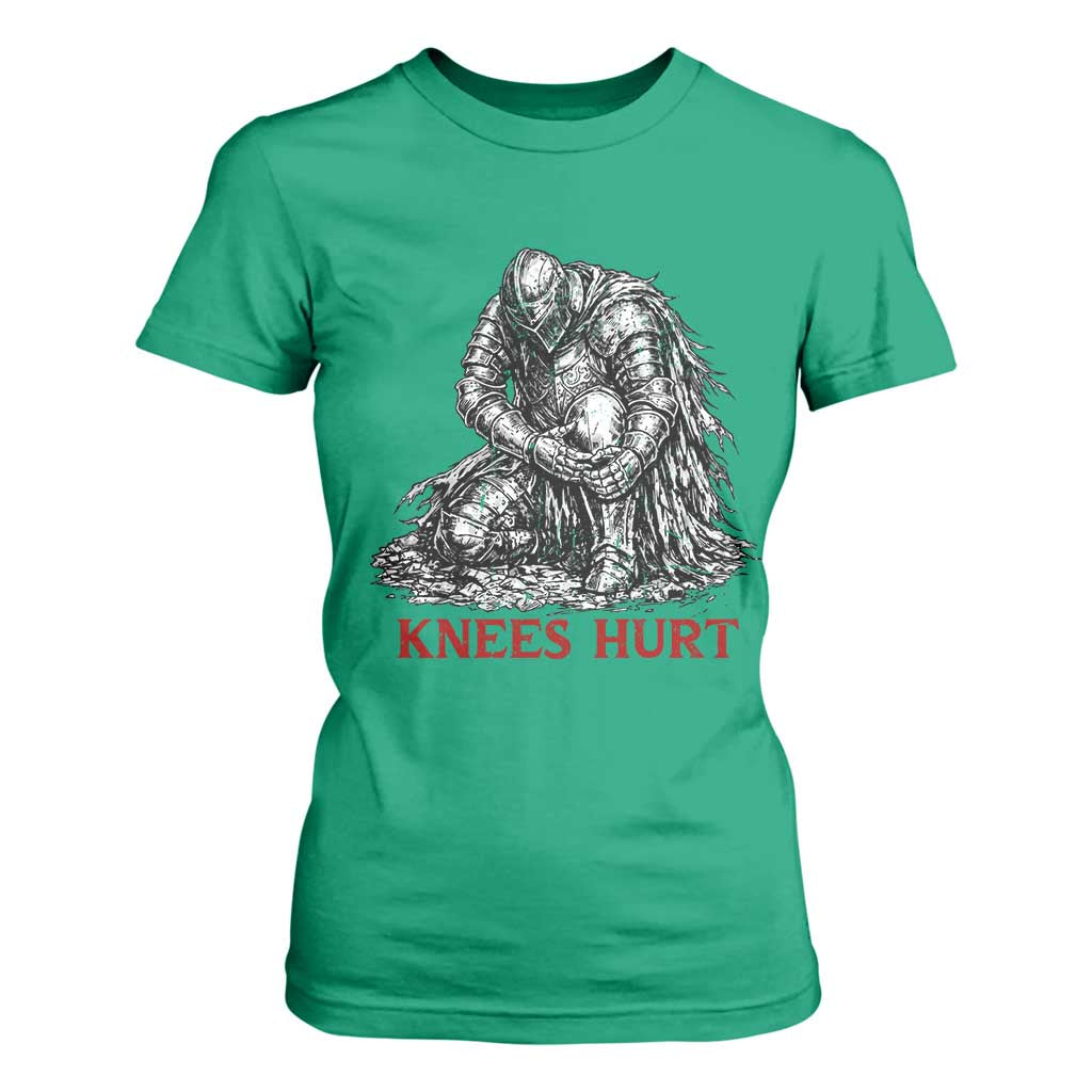 Funny Knees Hurt Medieval Knight T Shirt For Women Dark Fantasy Sword Warrior Humor
