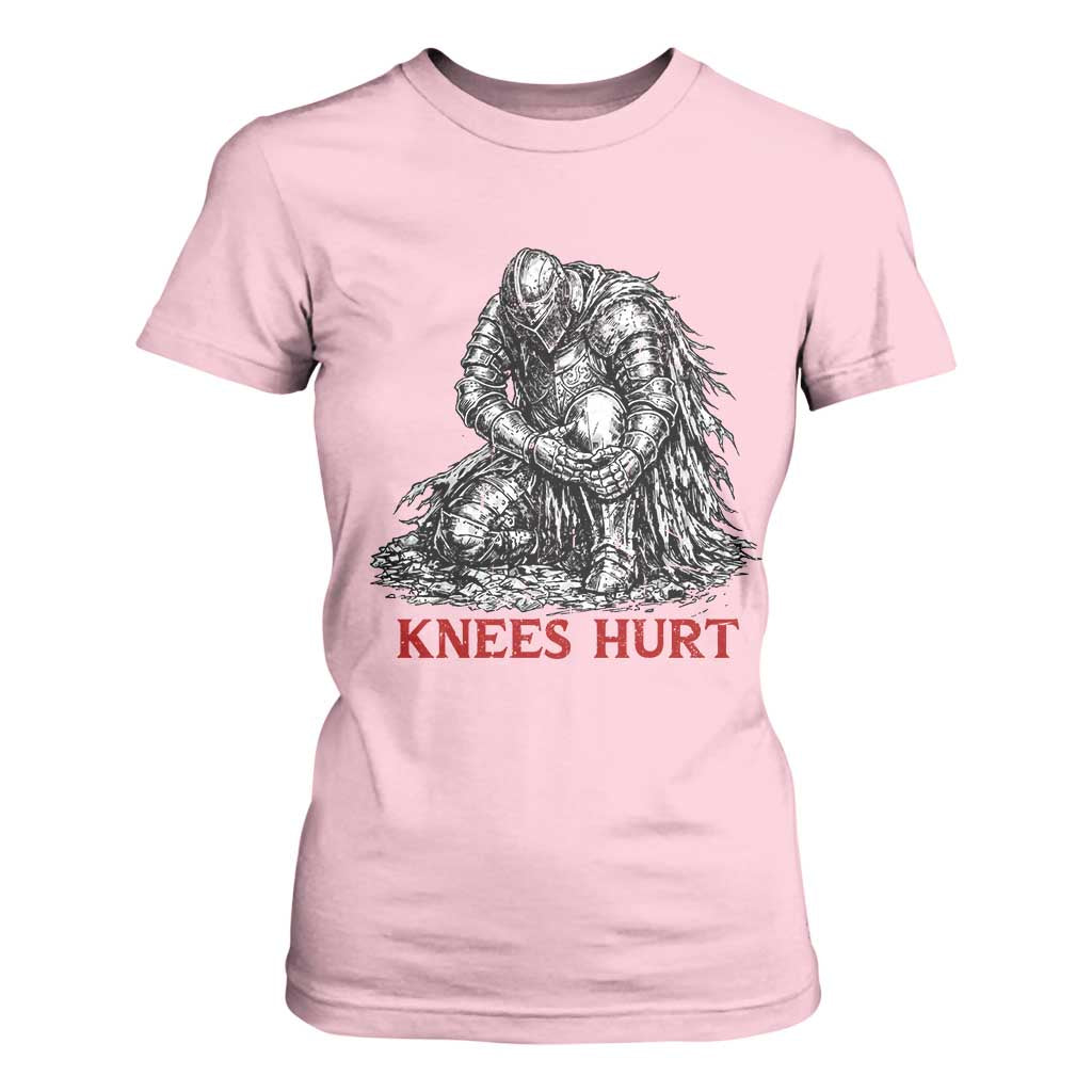 Funny Knees Hurt Medieval Knight T Shirt For Women Dark Fantasy Sword Warrior Humor