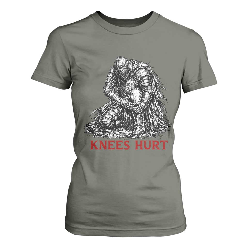 Funny Knees Hurt Medieval Knight T Shirt For Women Dark Fantasy Sword Warrior Humor