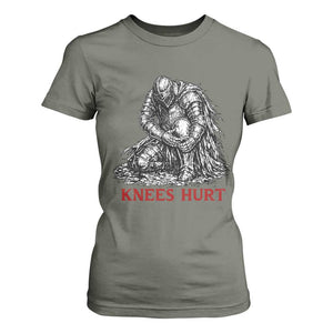Funny Knees Hurt Medieval Knight T Shirt For Women Dark Fantasy Sword Warrior Humor