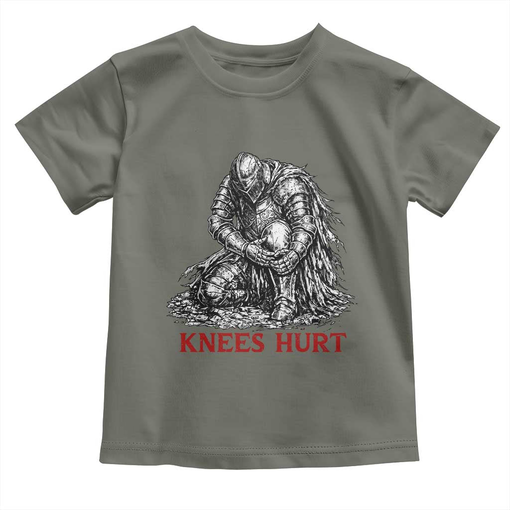 Funny Knees Hurt Medieval Knight Toddler T Shirt Dark Fantasy Sword Warrior Humor
