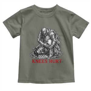 Funny Knees Hurt Medieval Knight Toddler T Shirt Dark Fantasy Sword Warrior Humor