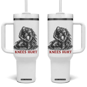 Funny Knees Hurt Medieval Knight Tumbler With Handle Dark Fantasy Sword Warrior Humor