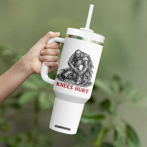 Funny Knees Hurt Medieval Knight Tumbler With Handle Dark Fantasy Sword Warrior Humor