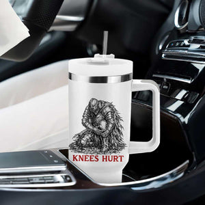 Funny Knees Hurt Medieval Knight Tumbler With Handle Dark Fantasy Sword Warrior Humor
