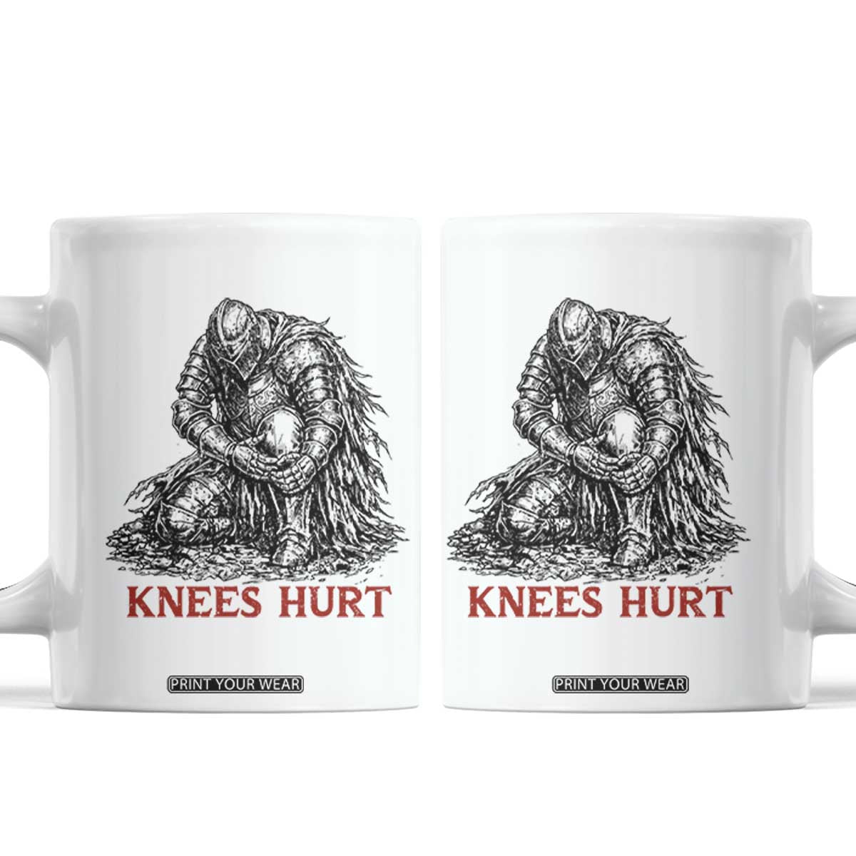 Funny Knees Hurt Medieval Knight Coffee Mug Dark Fantasy Sword Warrior Humor