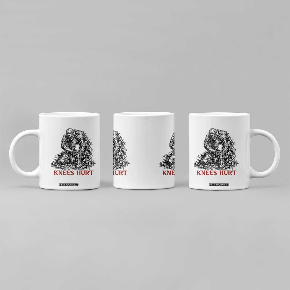 Funny Knees Hurt Medieval Knight Coffee Mug Dark Fantasy Sword Warrior Humor