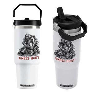 Funny Knees Hurt Medieval Knight Flip Straw Tumbler Dark Fantasy Sword Warrior Humor