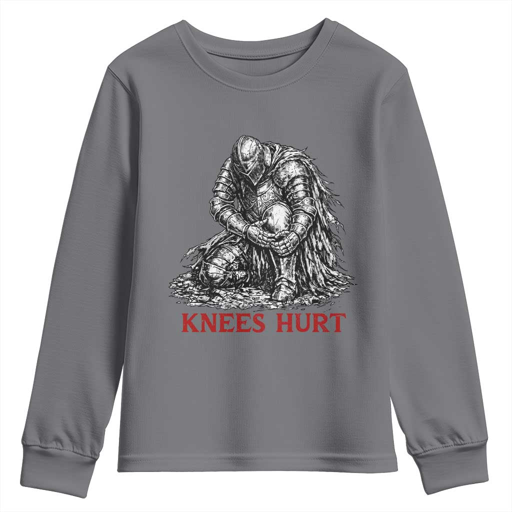 Funny Knees Hurt Medieval Knight Youth Sweatshirt Dark Fantasy Sword Warrior Humor