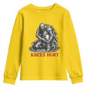 Funny Knees Hurt Medieval Knight Youth Sweatshirt Dark Fantasy Sword Warrior Humor