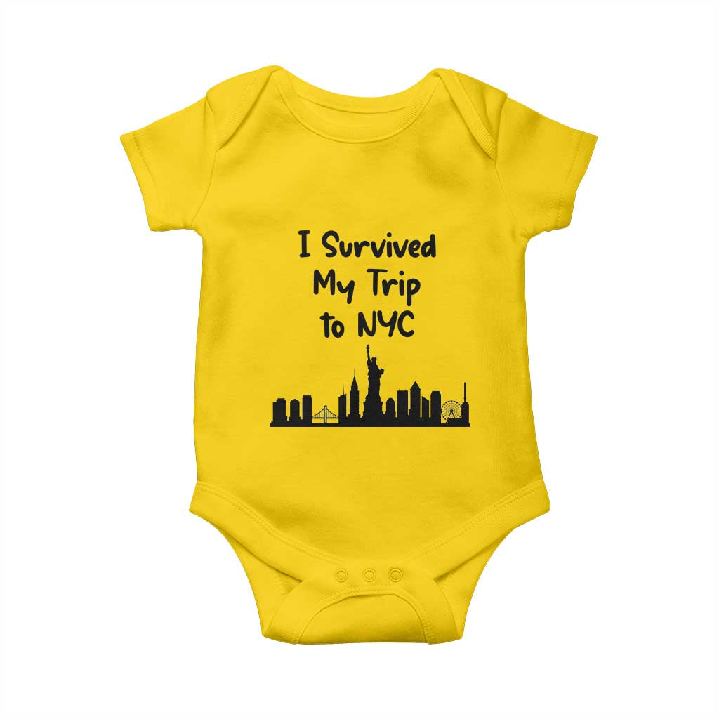 New York City Skyline Travel Tourist Baby Onesie I Survived My Trip To NYC