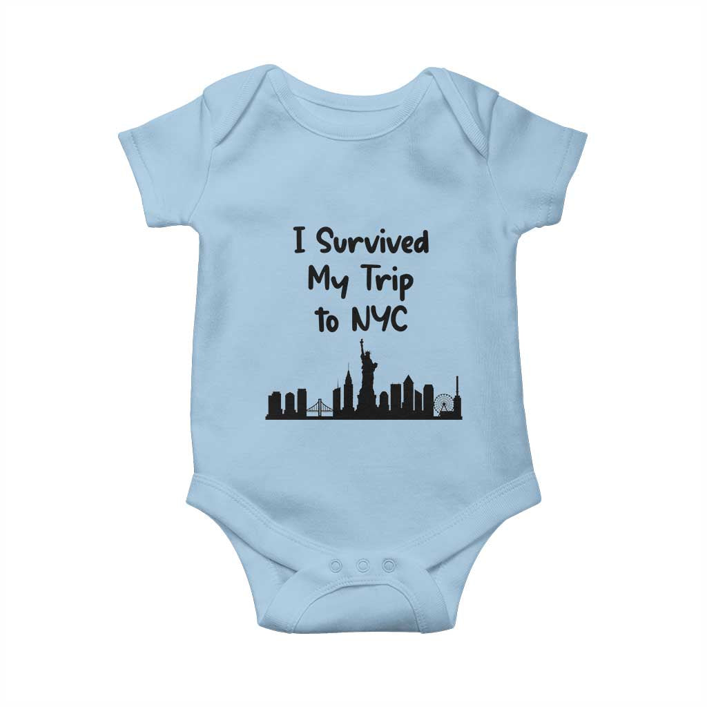 New York City Skyline Travel Tourist Baby Onesie I Survived My Trip To NYC